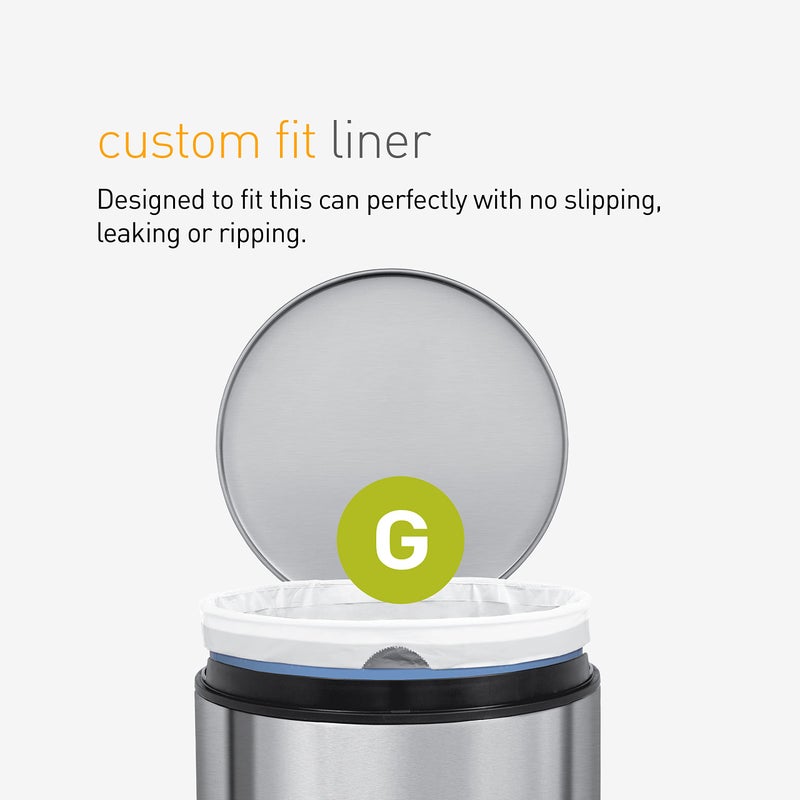 simplehuman Code G 100 Count, Dispenser Pack Custom Fit Liners, Drawstring Trash Bags, 30 Liter / 8 Gallon, White - Image 4